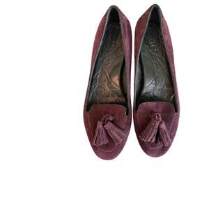 Born Burgundy Suede Tassel Loafer Comfort Flats Slip On 8M